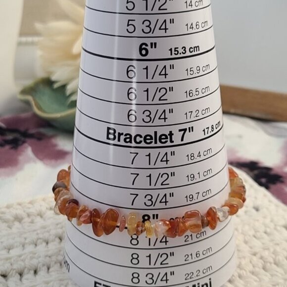 Carnelian Chip Bracelet | Natural Gemstone Stretch Boho Healing Crystal Gift - Picture 7 of 7